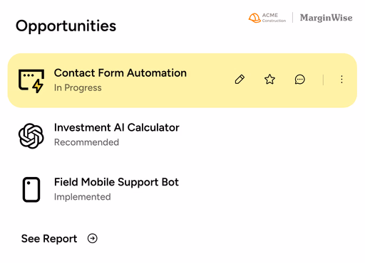 Opportunities dashboard